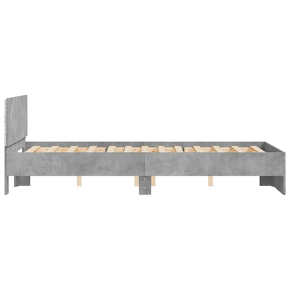 Bedframe met hoofdeinde en LED betongrijs 120x190 cm