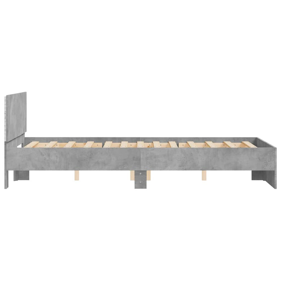 Bedframe met hoofdeinde en LED betongrijs 120x190 cm
