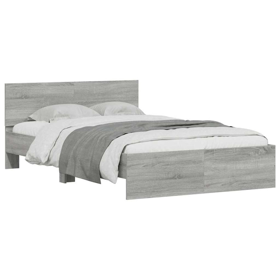 Bedframe met hoofdeinde en LED grijs sonoma eiken 120x190 cm