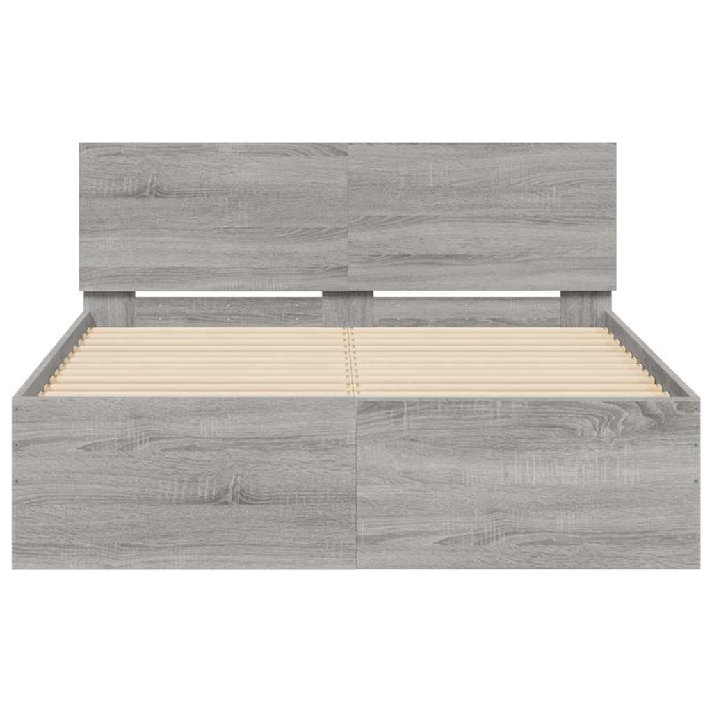Bedframe met hoofdeinde en LED grijs sonoma eiken 120x190 cm