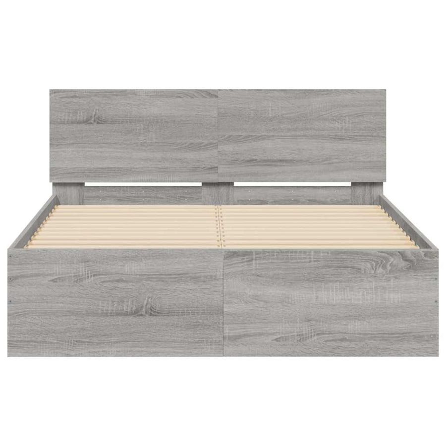 Bedframe met hoofdeinde en LED grijs sonoma eiken 120x190 cm