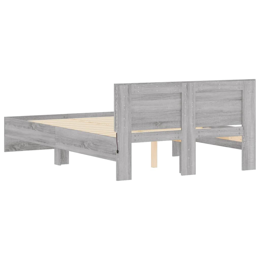 Bedframe met hoofdeinde en LED grijs sonoma eiken 120x190 cm