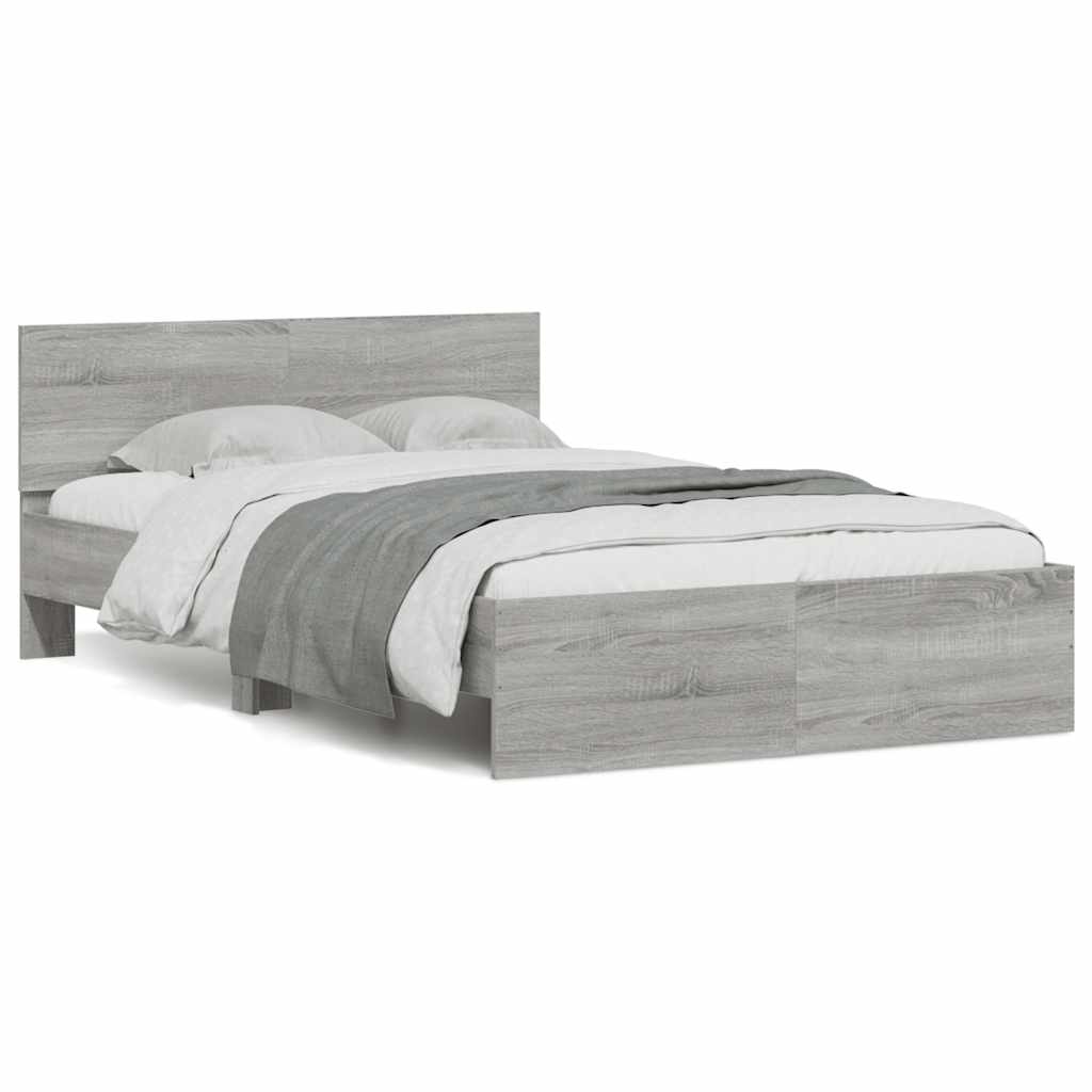 Bedframe met hoofdeinde en LED grijs sonoma eiken 120x190 cm