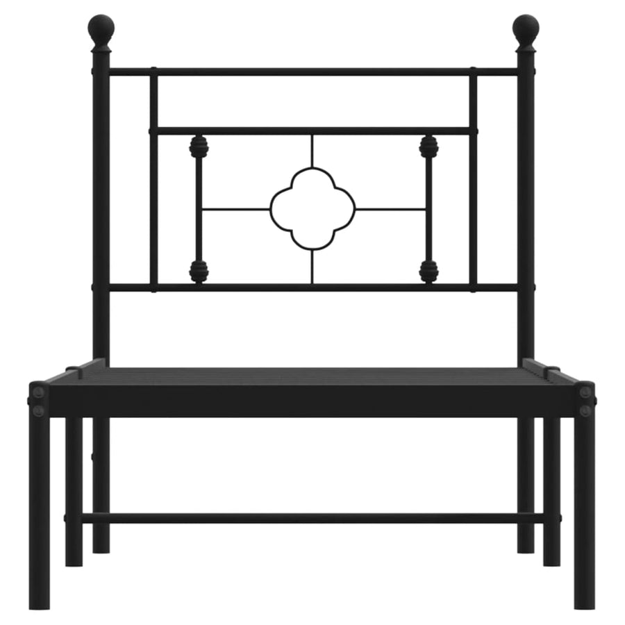 Bedframe Metaal 75 x 190 cm Zwart met hoofdbord