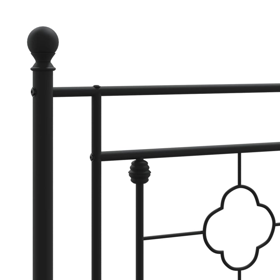 Bedframe Metaal 75 x 190 cm Zwart met hoofdbord