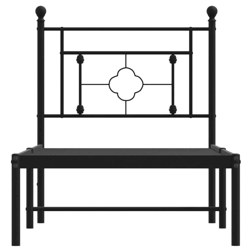 Bedframe Metaal 80 x 200 cm Zwart met hoofdbord