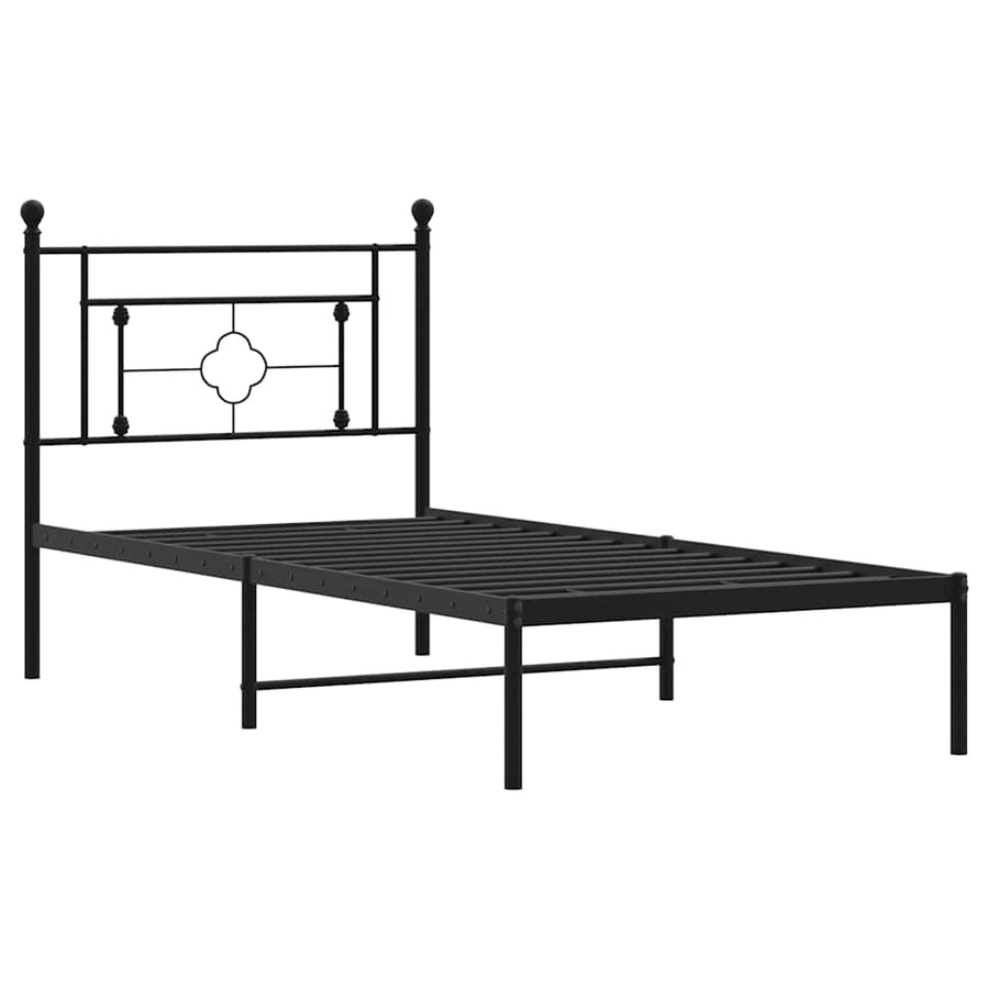 Bedframe met hoofdbord metaal zwart 100x200 cm