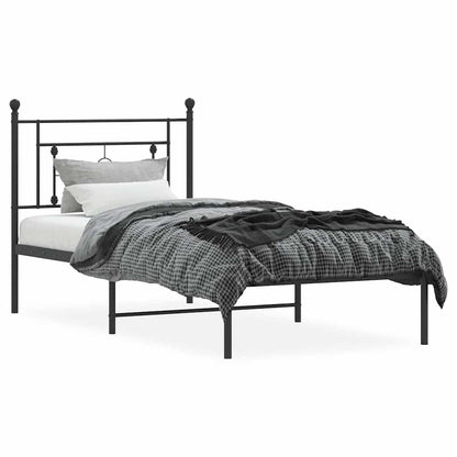 Bedframe met hoofdbord metaal zwart 100x200 cm