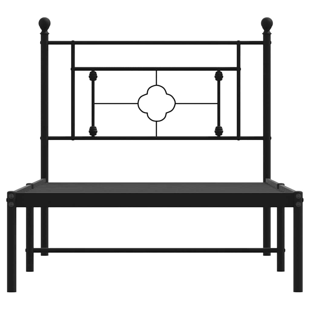 Bedframe met hoofdbord metaal zwart 100x200 cm