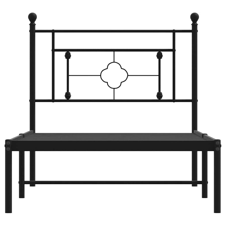 Bedframe met hoofdbord metaal zwart 100x200 cm