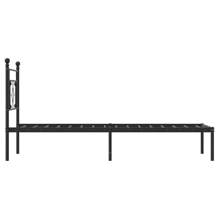 Bedframe met hoofdbord metaal zwart 100x200 cm