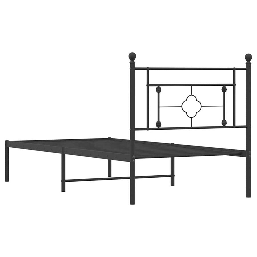 Bedframe met hoofdbord metaal zwart 100x200 cm