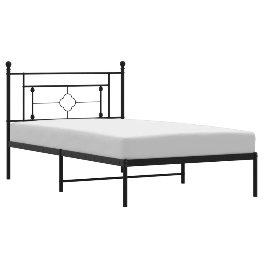 Bedframe Metaal 107 x 203 cm Zwart met hoofdbord