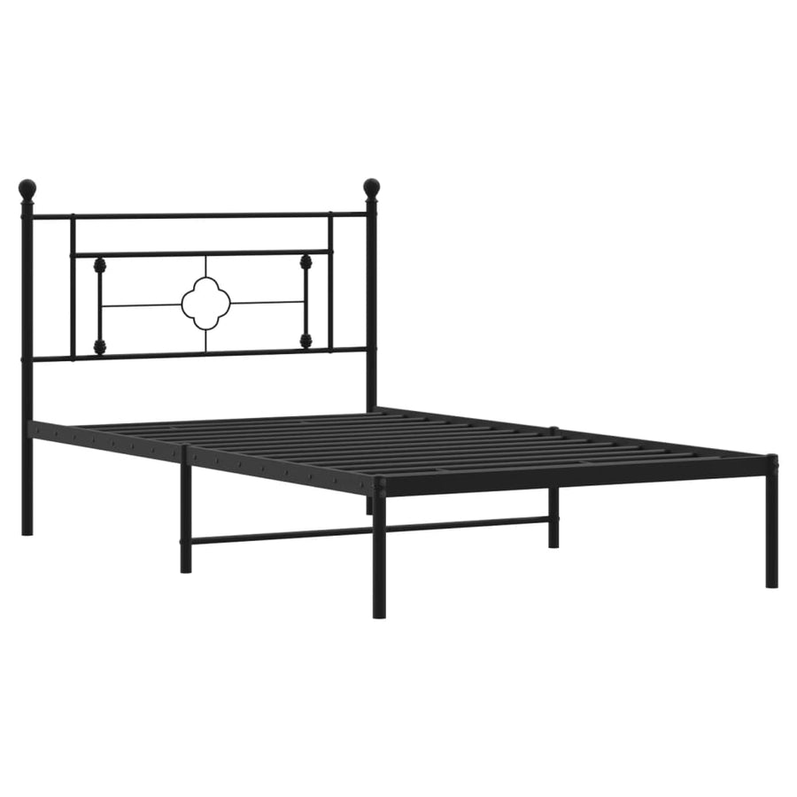 Bedframe Metaal 107 x 203 cm Zwart met hoofdbord