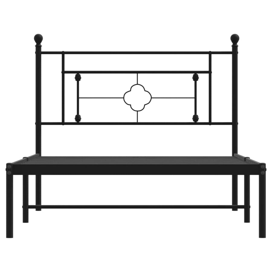 Bedframe Metaal 107 x 203 cm Zwart met hoofdbord