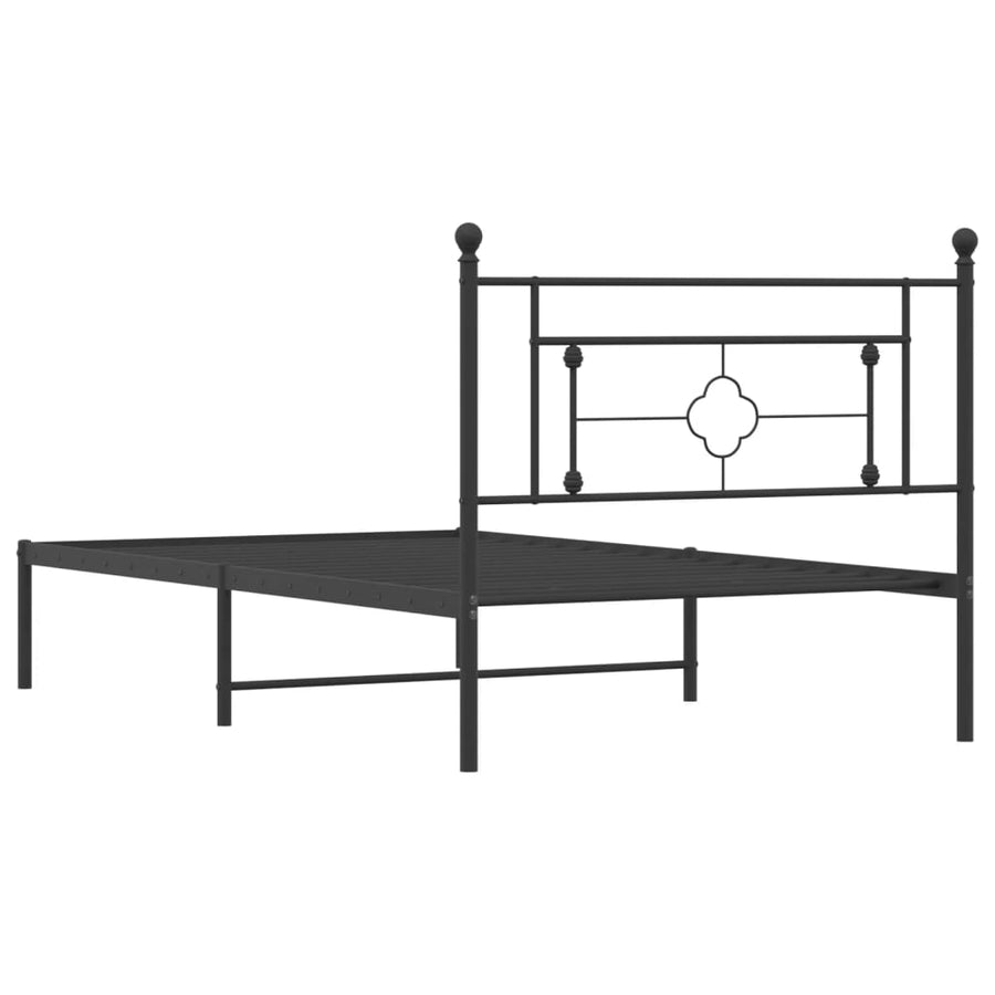 Bedframe Metaal 107 x 203 cm Zwart met hoofdbord