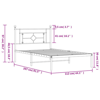 Bedframe Metaal 107 x 203 cm Zwart met hoofdbord