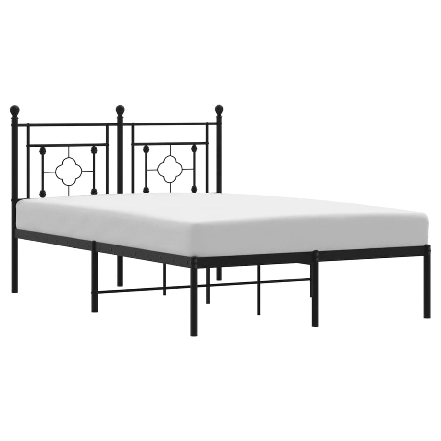 Bedframe Metaal 120 x 190 cm Zwart met hoofdbord