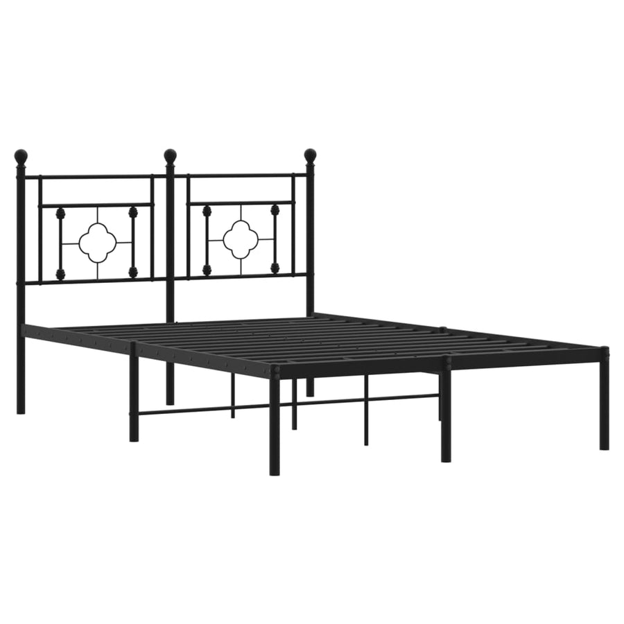 Bedframe Metaal 120 x 190 cm Zwart met hoofdbord
