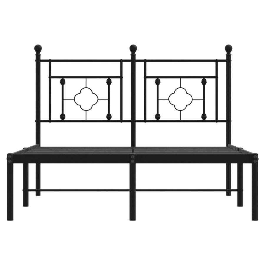 Bedframe Metaal 120 x 190 cm Zwart met hoofdbord