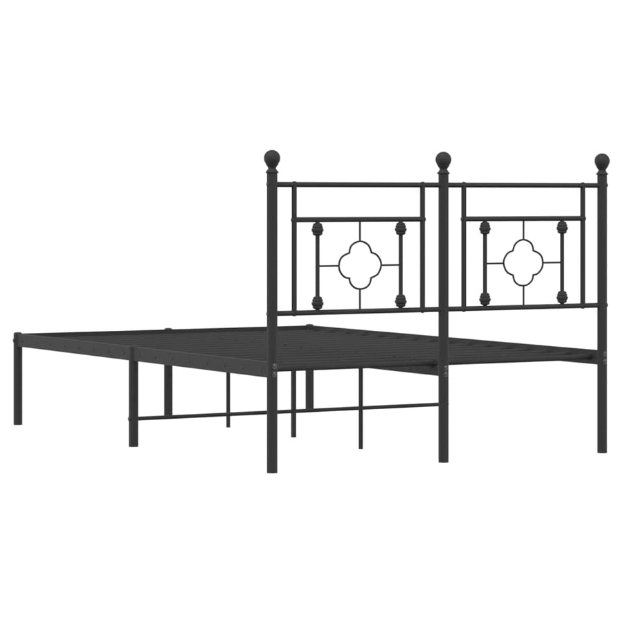 Bedframe Metaal 120 x 190 cm Zwart met hoofdbord