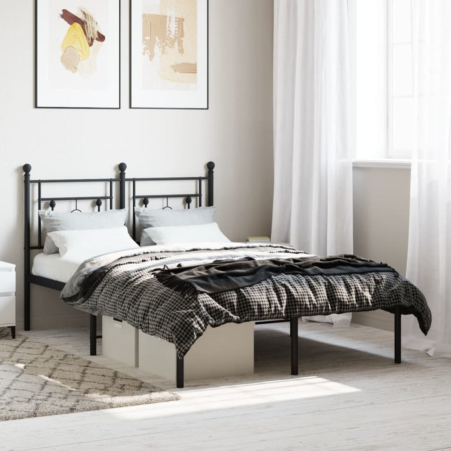Bedframe Metaal 120 x 190 cm Zwart met hoofdbord