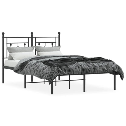 Bedframe Metaal 120 x 200 cm Zwart met hoofdbord