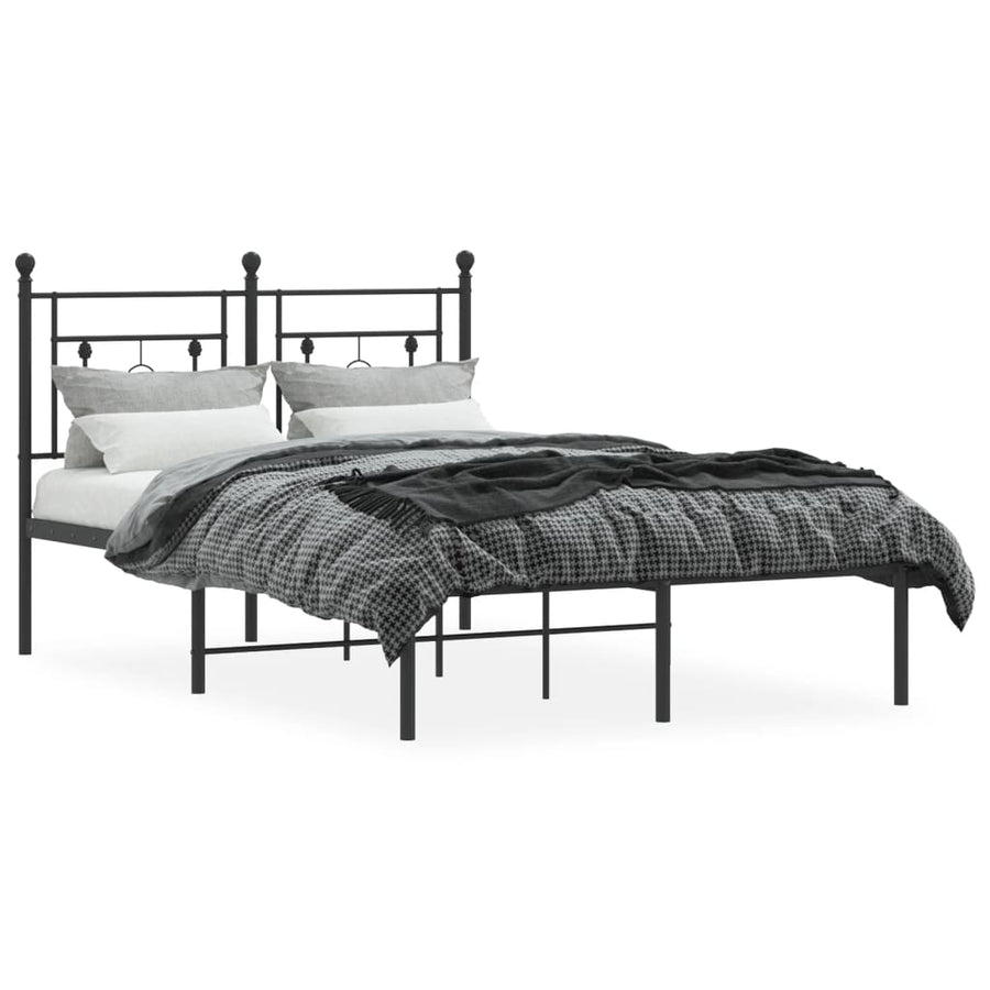 Bedframe Metaal 120 x 200 cm Zwart met hoofdbord
