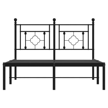 Bedframe Metaal 120 x 200 cm Zwart met hoofdbord