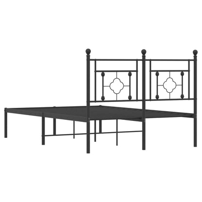 Bedframe Metaal 120 x 200 cm Zwart met hoofdbord