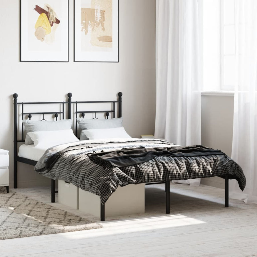 Bedframe Metaal 120 x 200 cm Zwart met hoofdbord