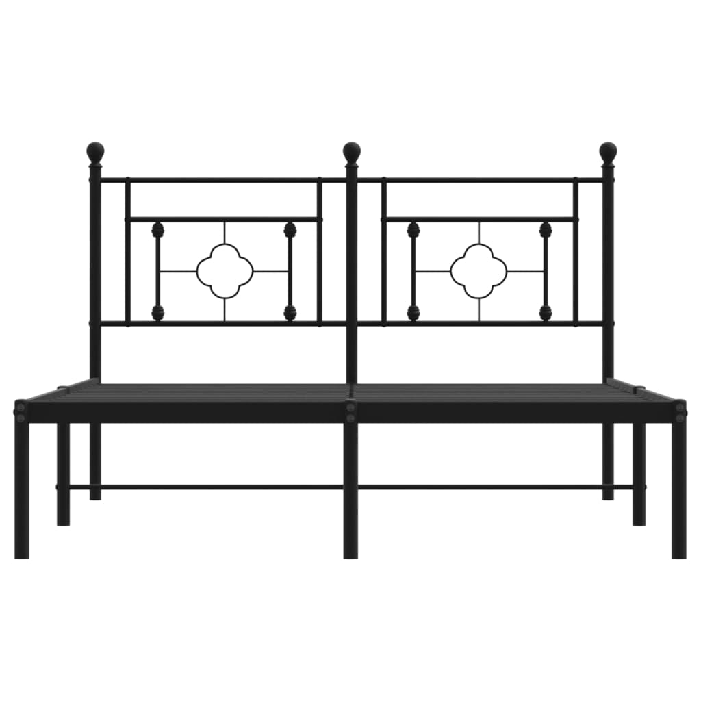Bedframe Metaal 135 x 190 cm Zwart met hoofdbord