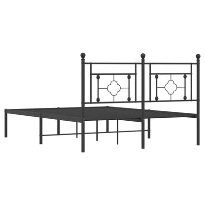 Bedframe Metaal 135 x 190 cm Zwart met hoofdbord