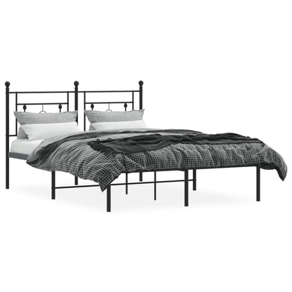 Bedframe Metaal 140 x 190 cm Zwart met hoofdbord