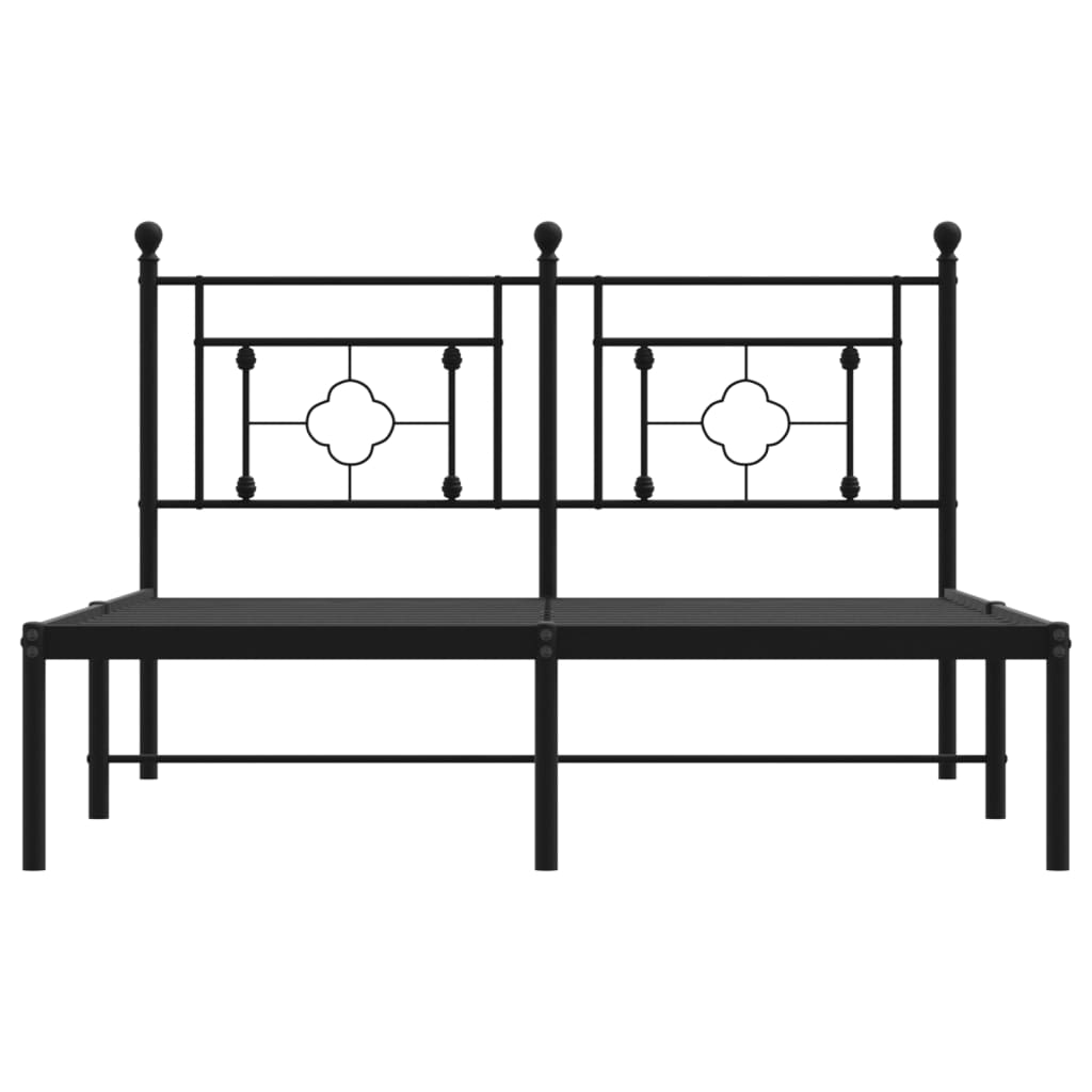 Bedframe Metaal 140 x 190 cm Zwart met hoofdbord