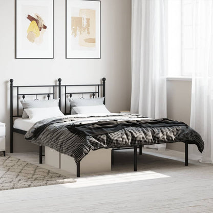 Bedframe Metaal 140 x 190 cm Zwart met hoofdbord