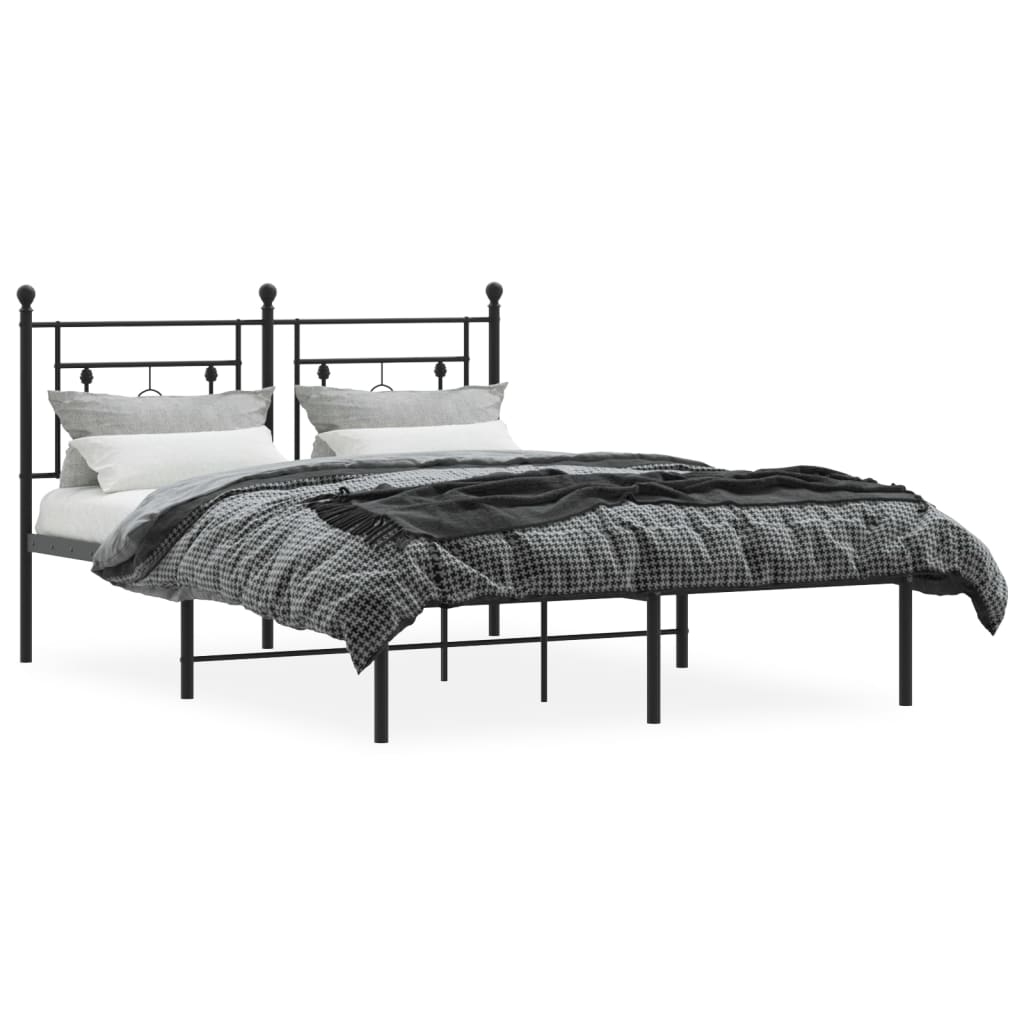 Bedframe Metaal 140 x 200 cm Zwart met hoofdbord