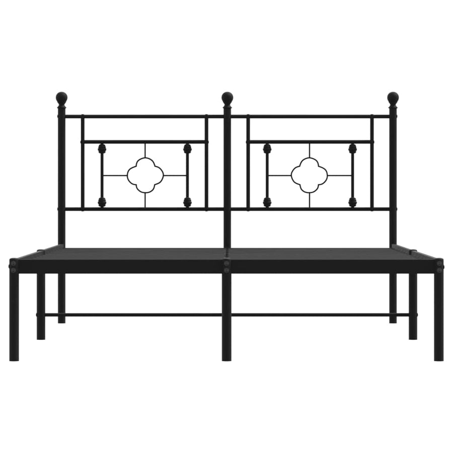 Bedframe Metaal 140 x 200 cm Zwart met hoofdbord