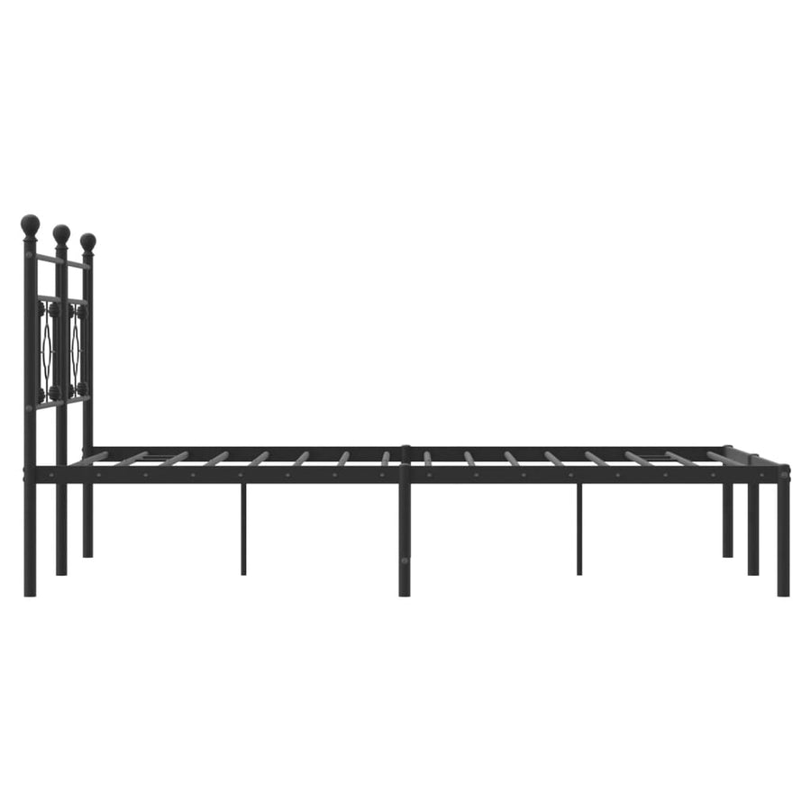 Bedframe Metaal 140 x 200 cm Zwart met hoofdbord