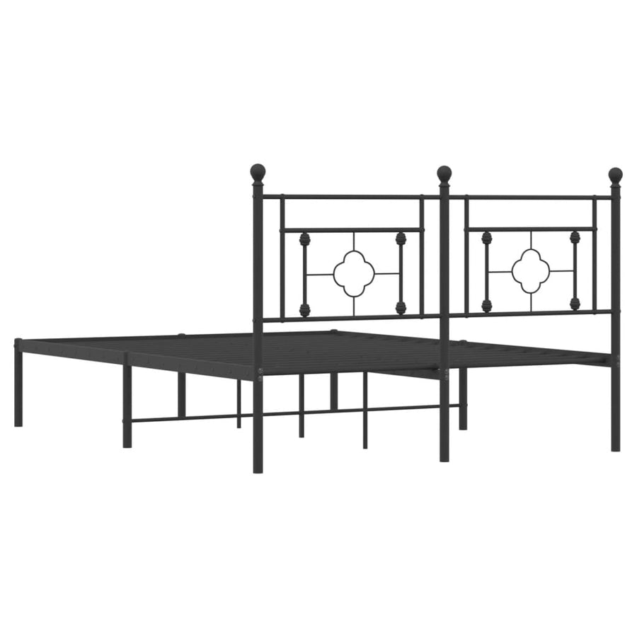 Bedframe Metaal 140 x 200 cm Zwart met hoofdbord