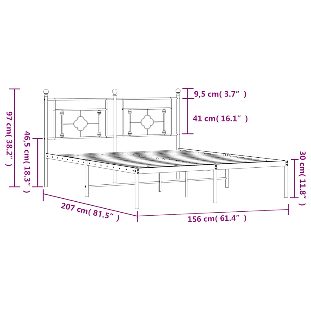 Bedframe Metaal 150 x 200 cm