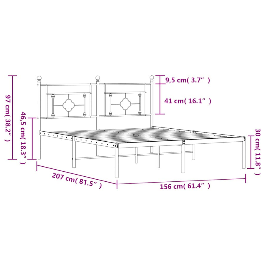 Bedframe Metaal 150 x 200 cm