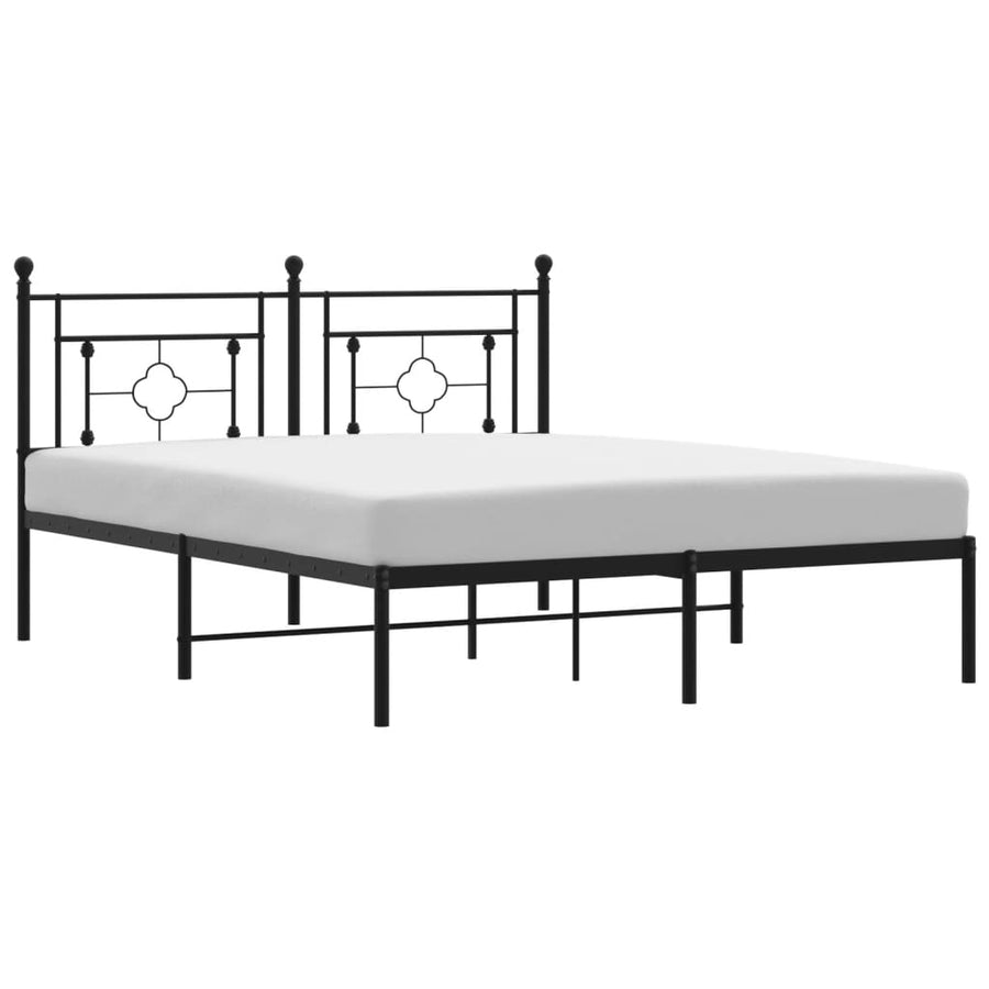 Bedframe Metaal 160 x 200 cm Zwart met hoofdbord