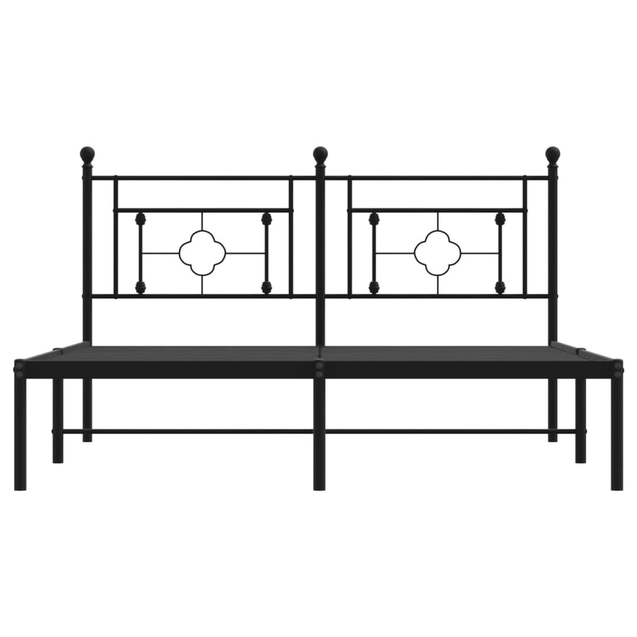 Bedframe Metaal 160 x 200 cm Zwart met hoofdbord