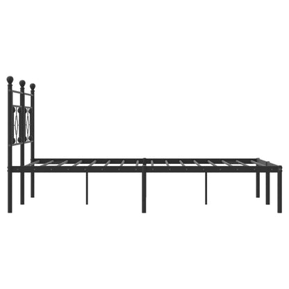 Bedframe Metaal 160 x 200 cm Zwart met hoofdbord