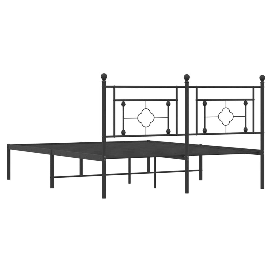 Bedframe Metaal 160 x 200 cm Zwart met hoofdbord