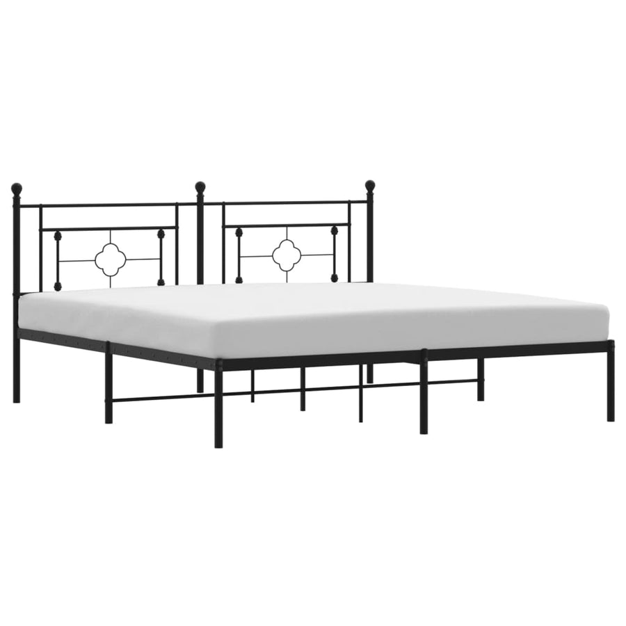 Bedframe Metaal 183 x 213 cm Zwart met hoofdbord
