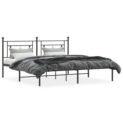 Bedframe Metaal 183 x 213 cm Zwart met hoofdbord