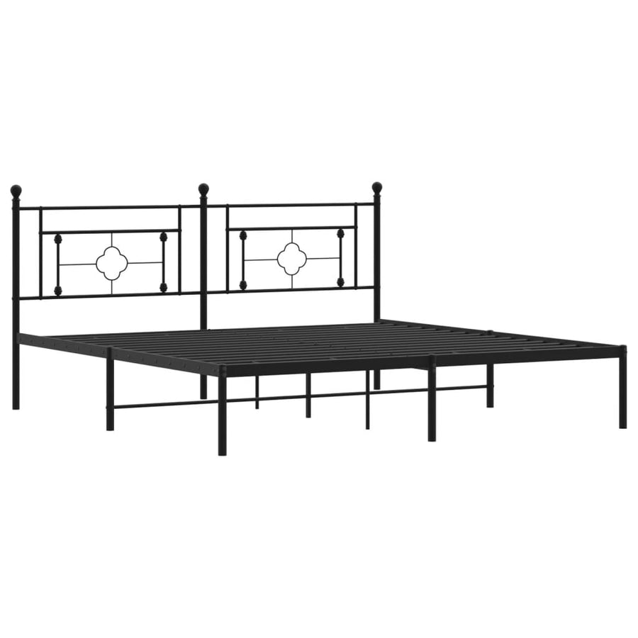 Bedframe Metaal 183 x 213 cm Zwart met hoofdbord