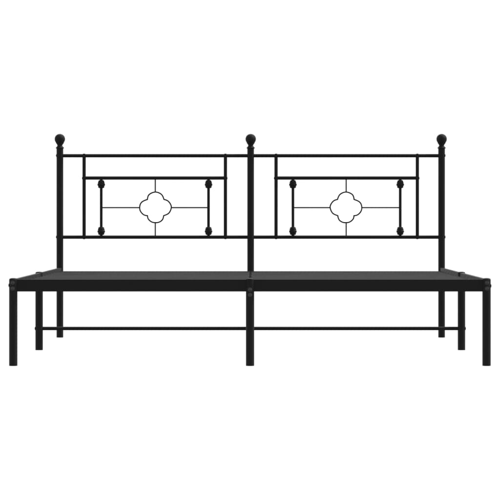 Bedframe Metaal 183 x 213 cm Zwart met hoofdbord